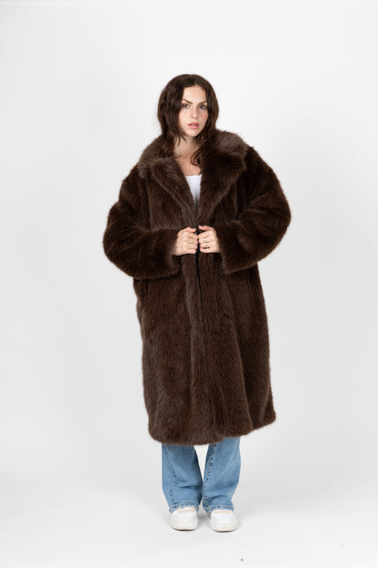 MANTEAU LONG EN FAUSSE FOURRURE