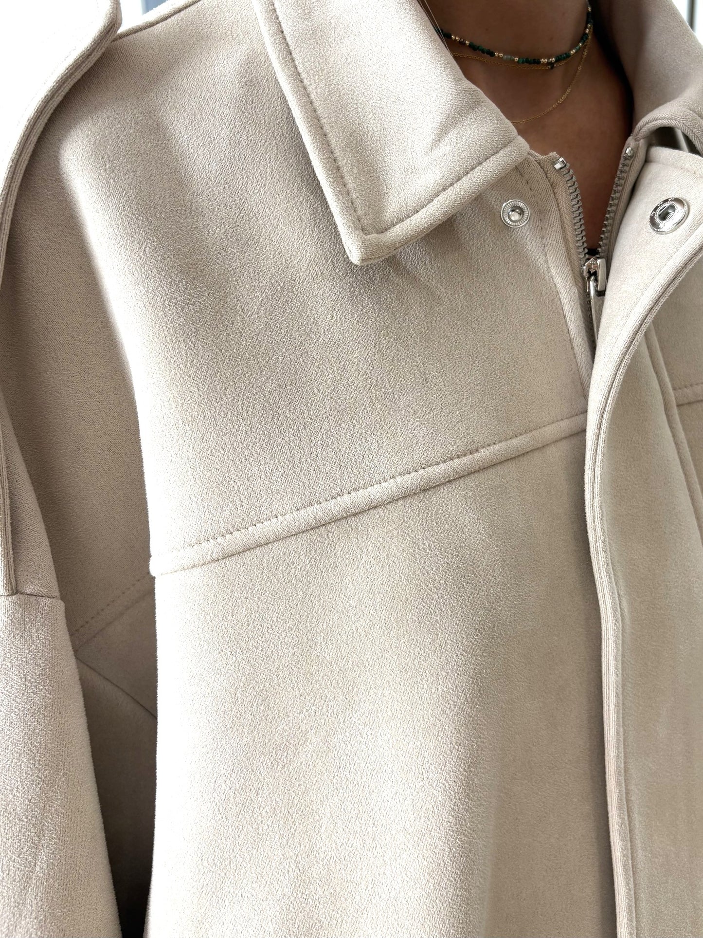 OVERSIZED SUEDE-EFFECT BOMBER JACKET