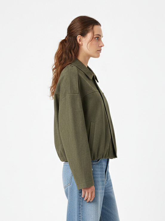 OVERSIZED SUEDE-EFFECT BOMBER JACKET