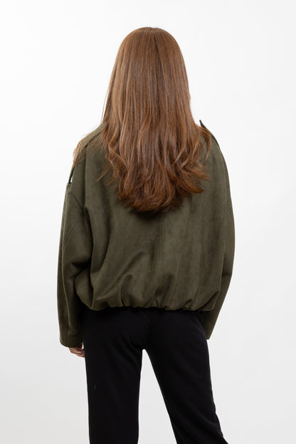 OVERSIZED SUEDE-EFFECT BOMBER JACKET