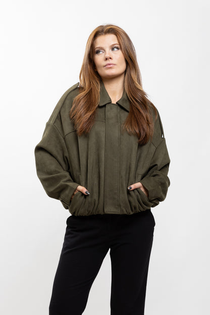 OVERSIZED SUEDE-EFFECT BOMBER JACKET