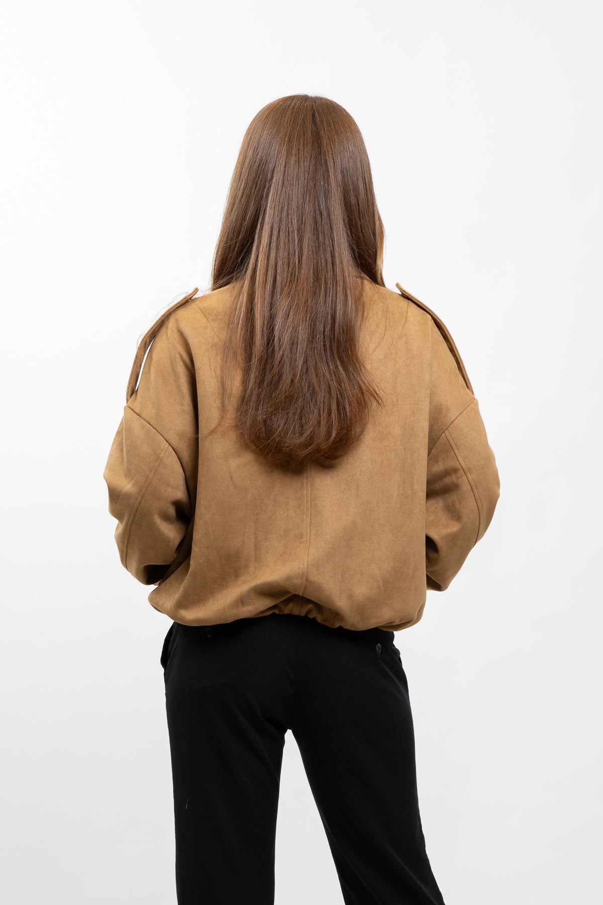 OVERSIZED SUEDE-EFFECT BOMBER JACKET
