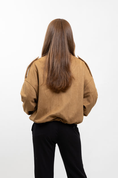 OVERSIZED SUEDE-EFFECT BOMBER JACKET