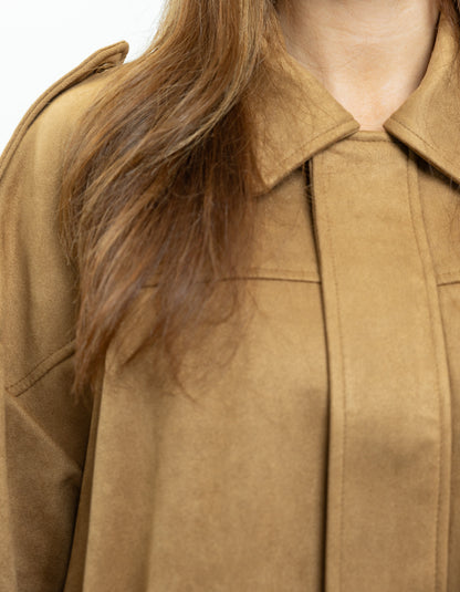 OVERSIZED SUEDE-EFFECT BOMBER JACKET