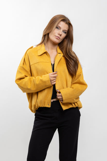 OVERSIZED SUEDE-EFFECT BOMBER JACKET