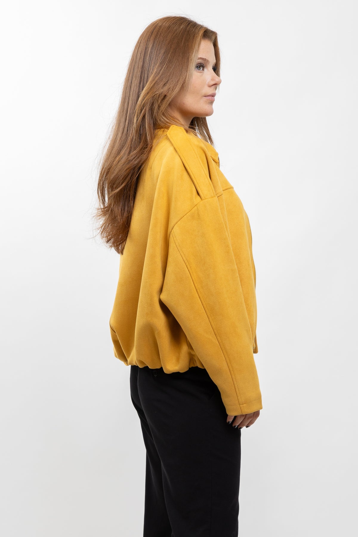 OVERSIZED SUEDE-EFFECT BOMBER JACKET
