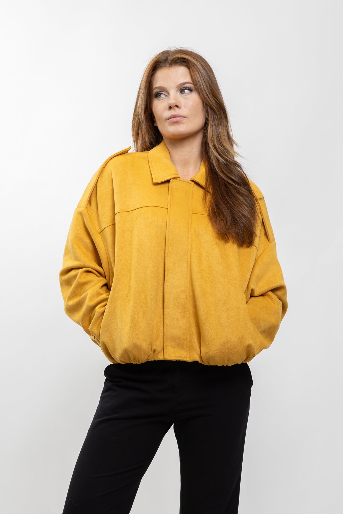OVERSIZED SUEDE-EFFECT BOMBER JACKET