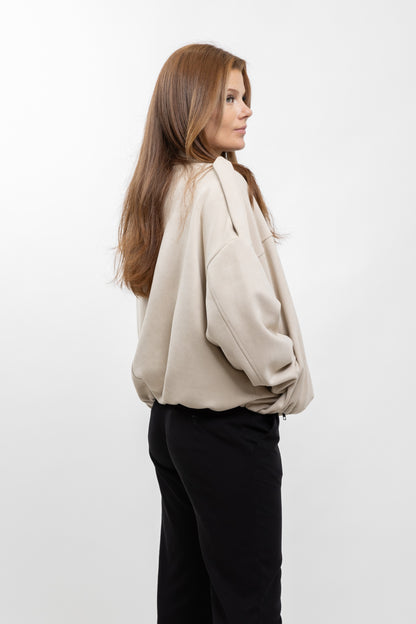 OVERSIZED SUEDE-EFFECT BOMBER JACKET