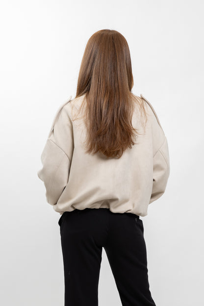 OVERSIZED SUEDE-EFFECT BOMBER JACKET
