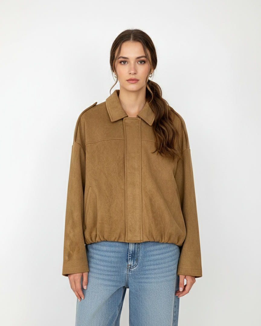 OVERSIZED SUEDE-EFFECT BOMBER JACKET
