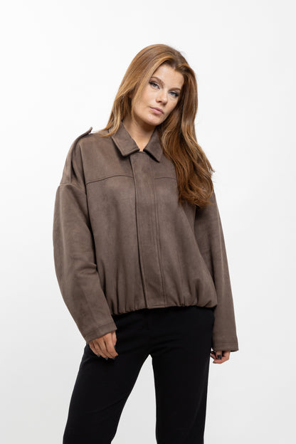 OVERSIZED SUEDE-EFFECT BOMBER JACKET