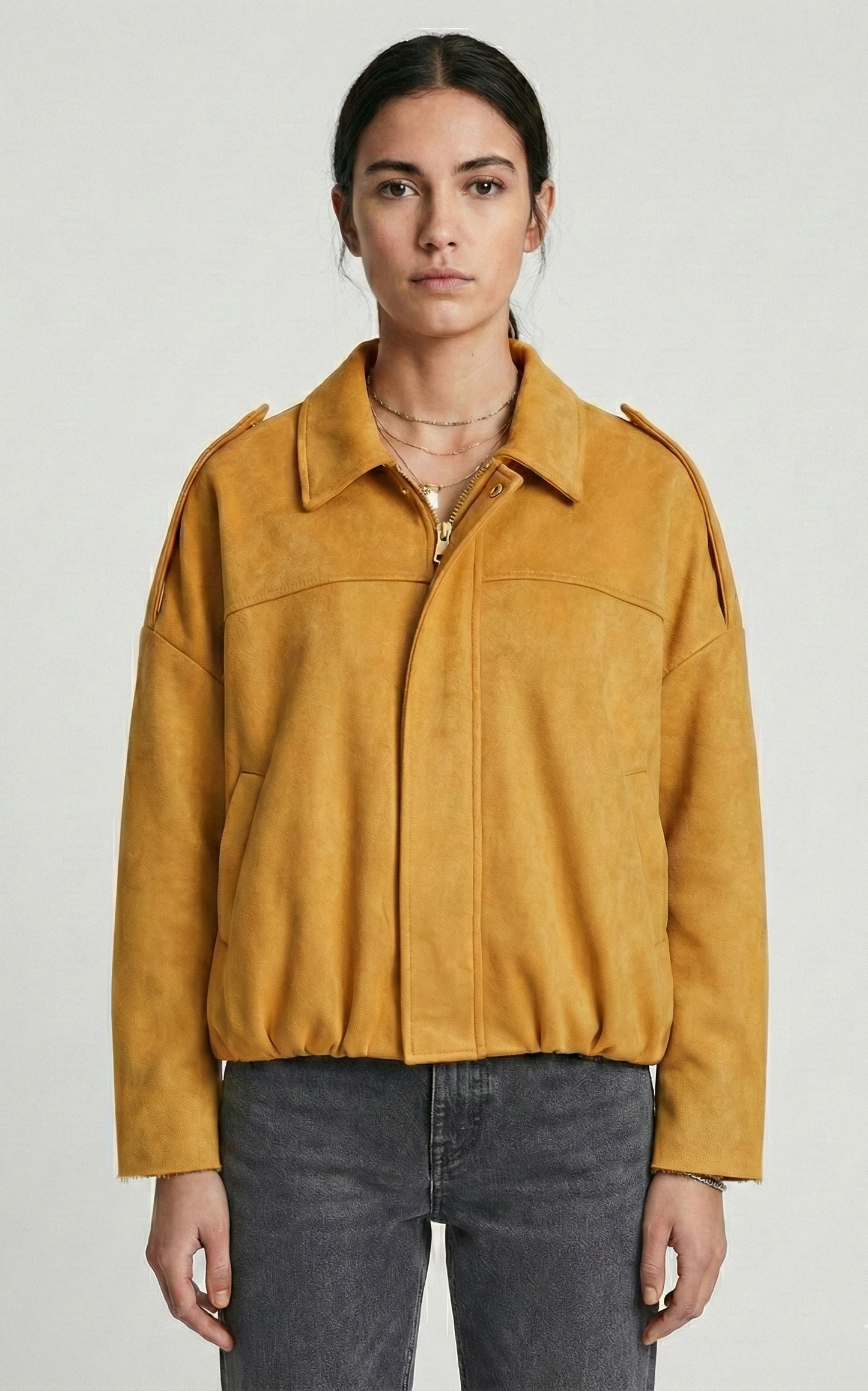 OVERSIZED SUEDE-EFFECT BOMBER JACKET