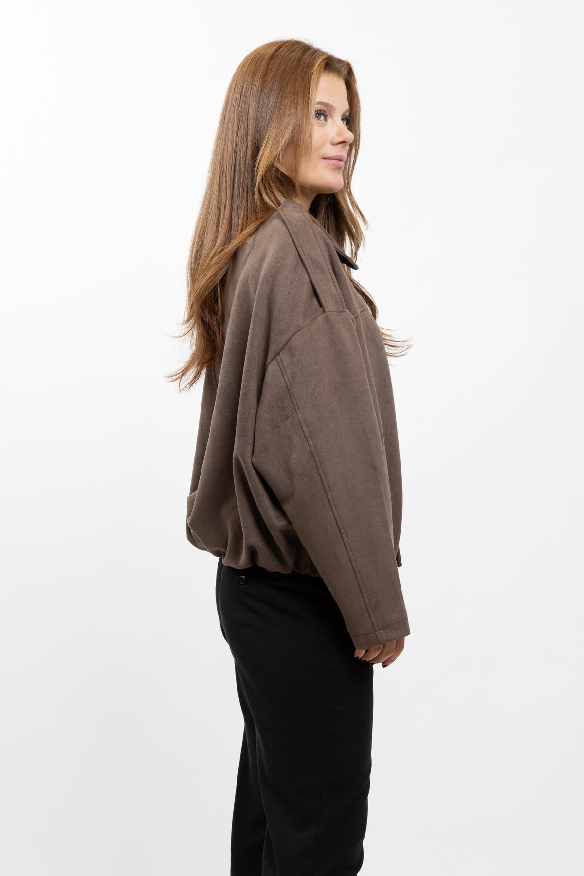 OVERSIZED SUEDE-EFFECT BOMBER JACKET
