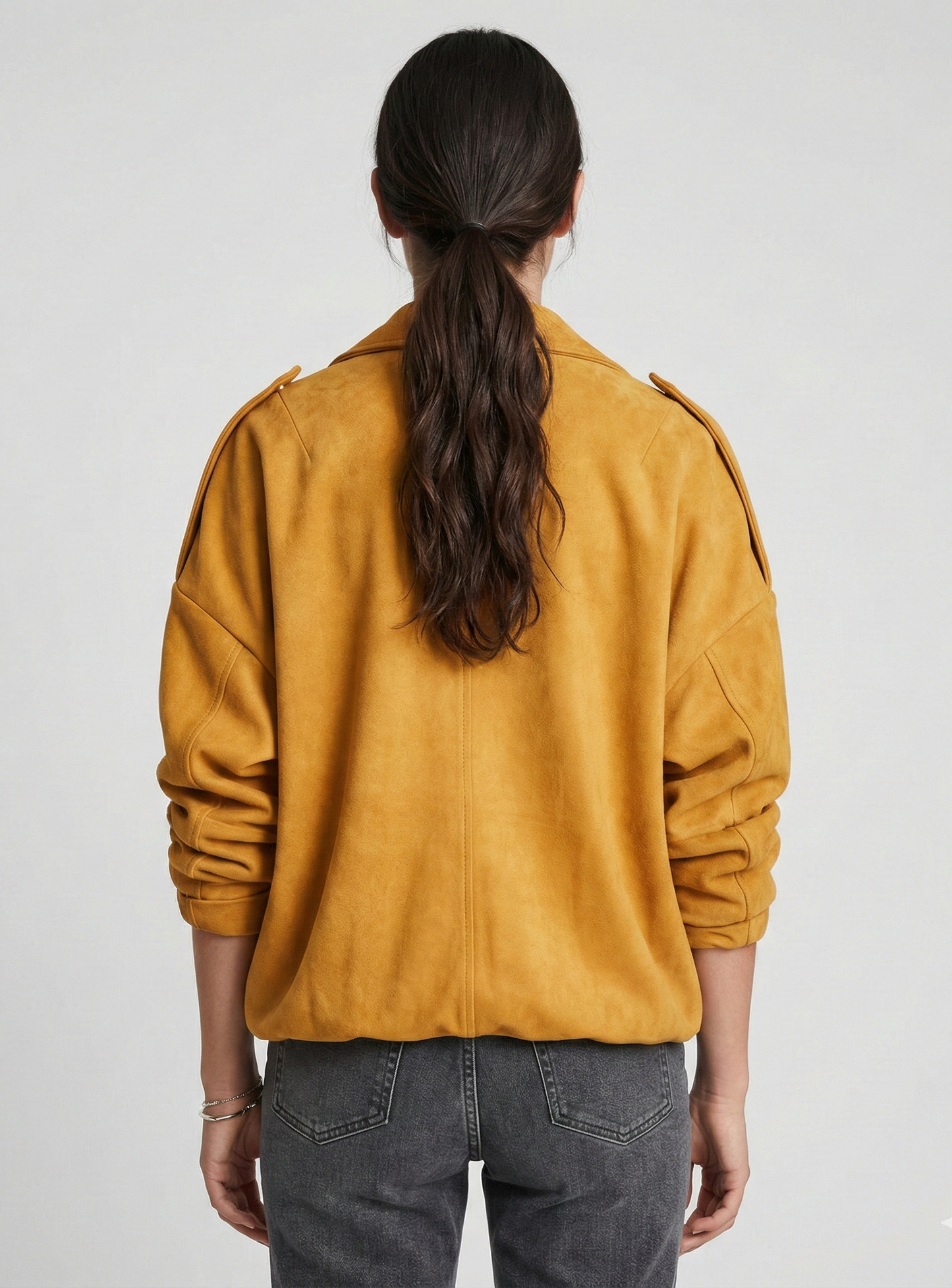 OVERSIZED SUEDE-EFFECT BOMBER JACKET