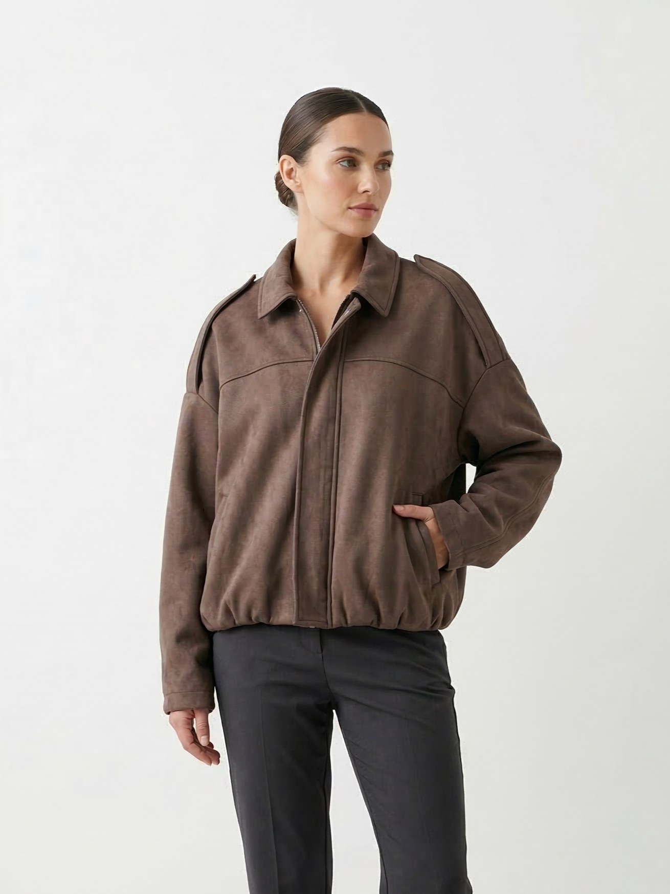 CHAQUETA BOMBER OVERSIZE EFECTO ANTE