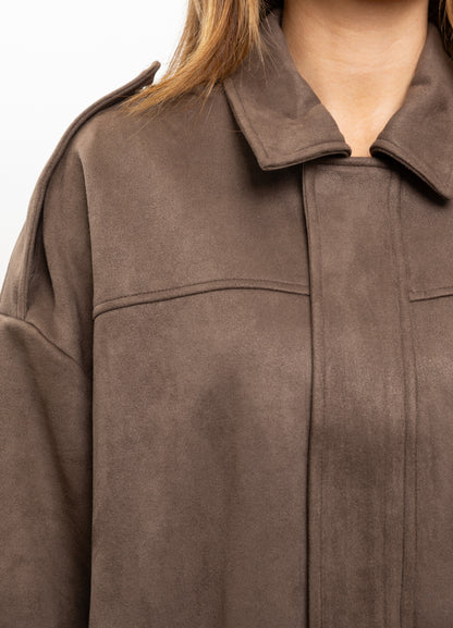 OVERSIZED SUEDE-EFFECT BOMBER JACKET