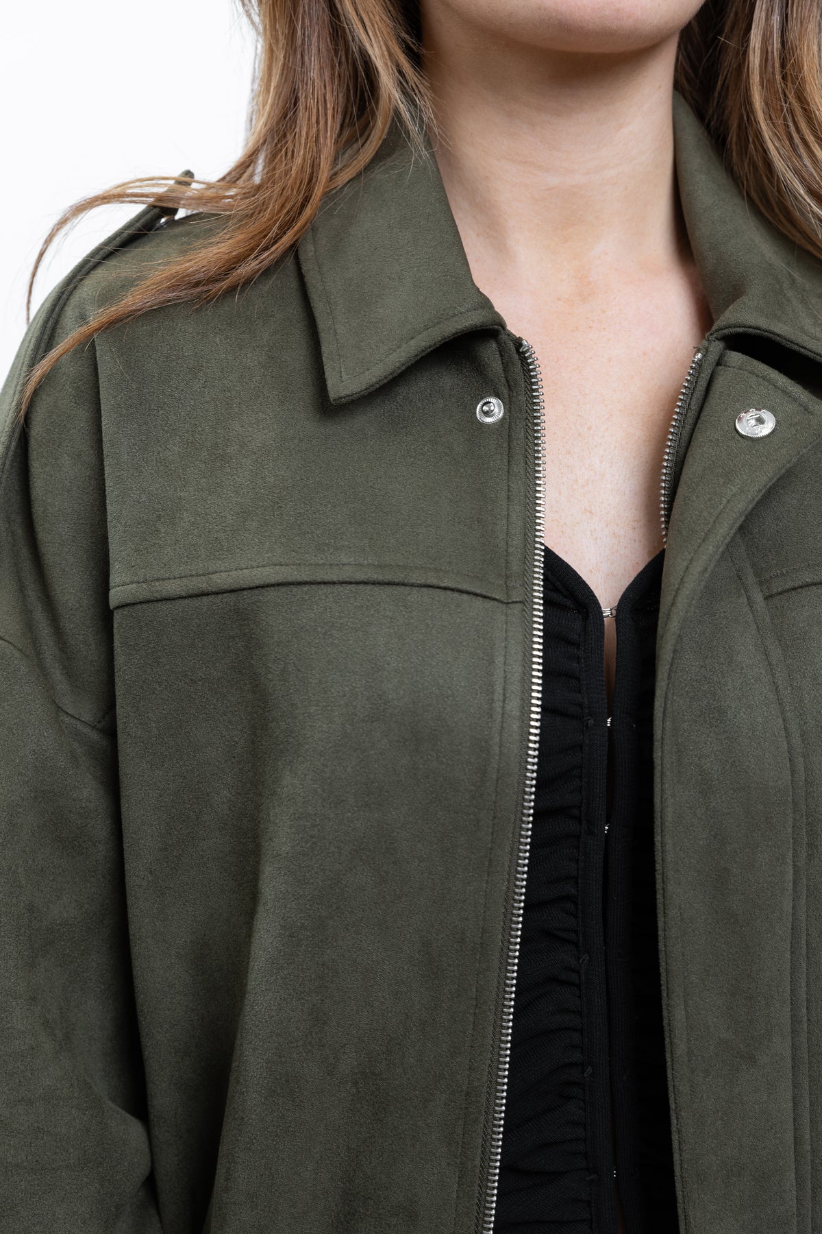 OVERSIZED SUEDE-EFFECT BOMBER JACKET