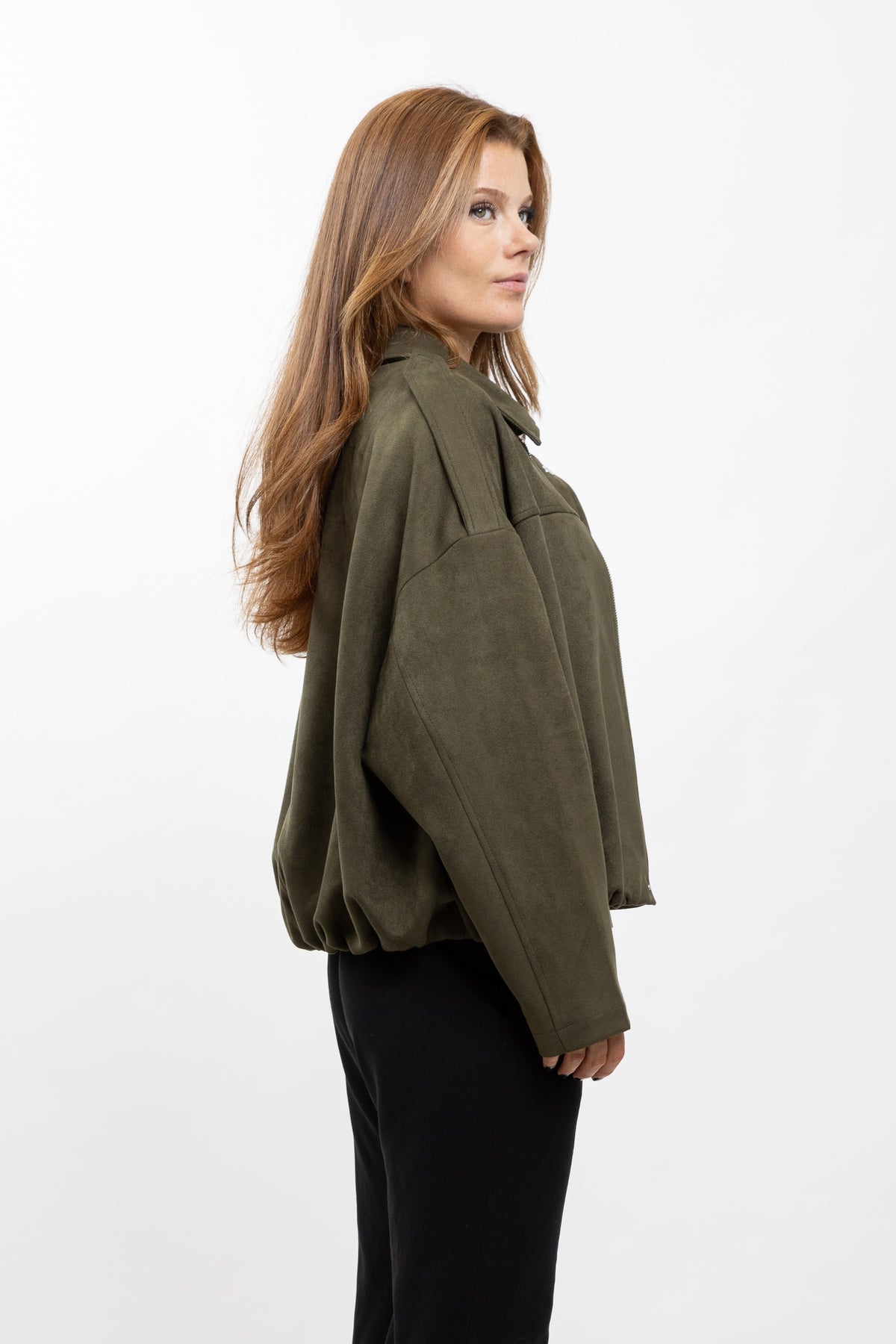 OVERSIZED SUEDE-EFFECT BOMBER JACKET