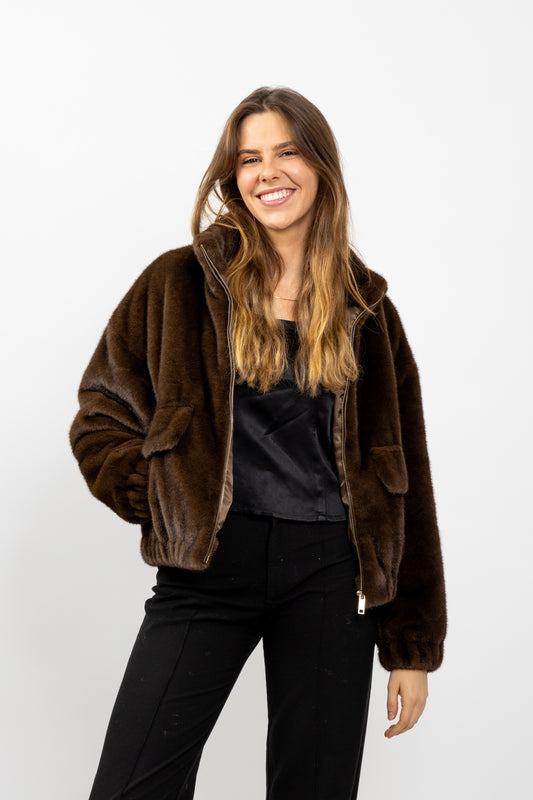 BLOUSON EN FAUSSE FOURRURE