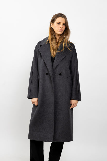 MANTEAU LONG EN LAINE MÉLANGÉE