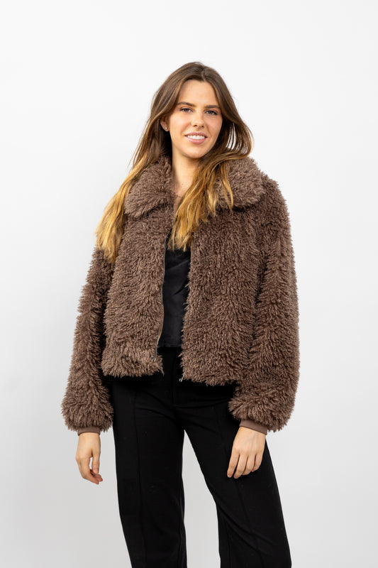 BLOUSON EN FAUSSE FOURRURE MOUTON