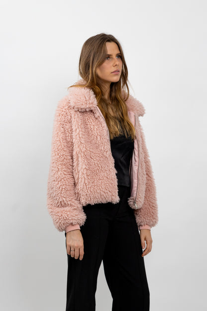 BLOUSON EN FAUSSE FOURRURE MOUTON
