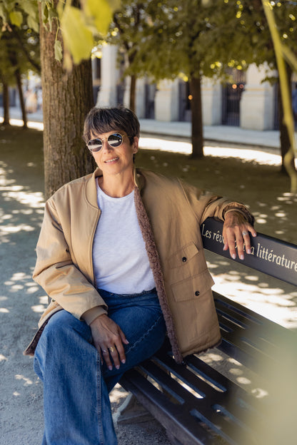 CHAQUETA REVERSIBLE CON PIEL SINTÉTICA DE OVEJA