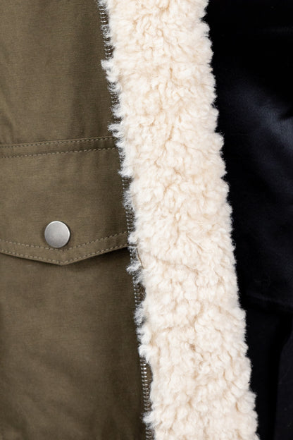 BLOUSON BOMBER REVERSIBLE AVEC FAUSSE FOURRURE MOUTON