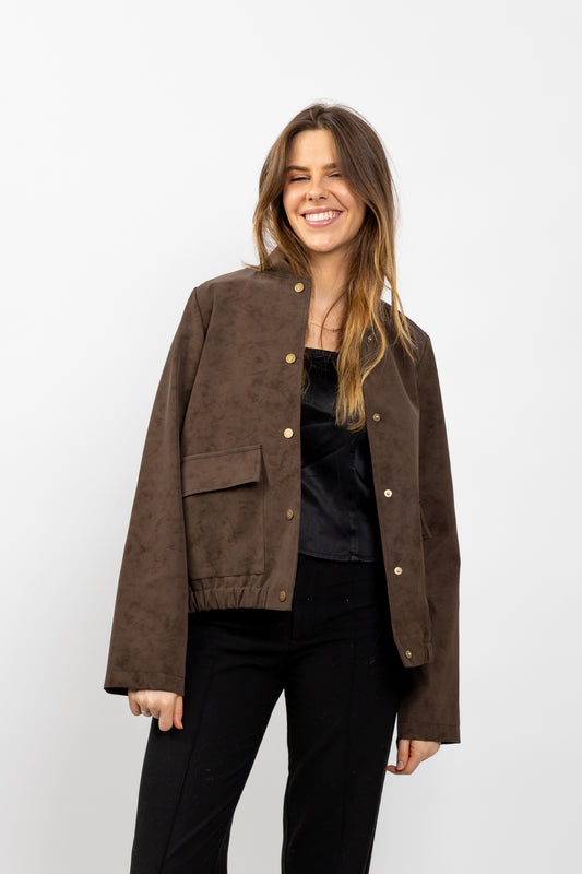 VESTE BLOUSON EFFET DAIM IMPERMÉABLE