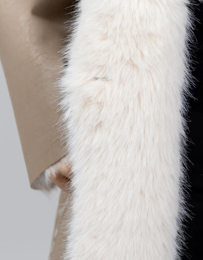 MANTEAU LONG REVERSIBLE FAUSSE FOURRURE / SIMILICUIR