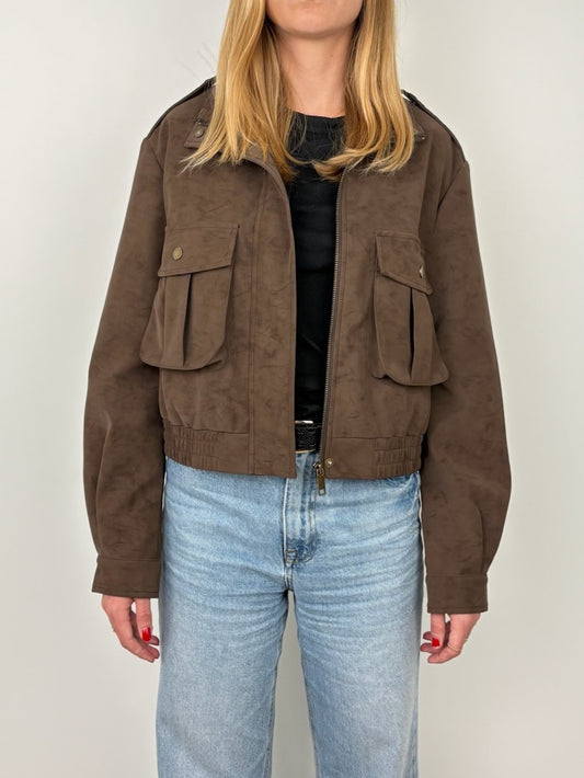 BLOUSON COURT EFFET DAIM IMPERMÉABLE