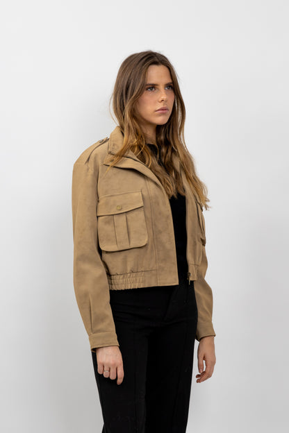 BLOUSON COURT EFFET DAIM IMPERMÉABLE