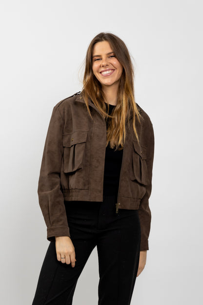 BLOUSON COURT EFFET DAIM IMPERMÉABLE