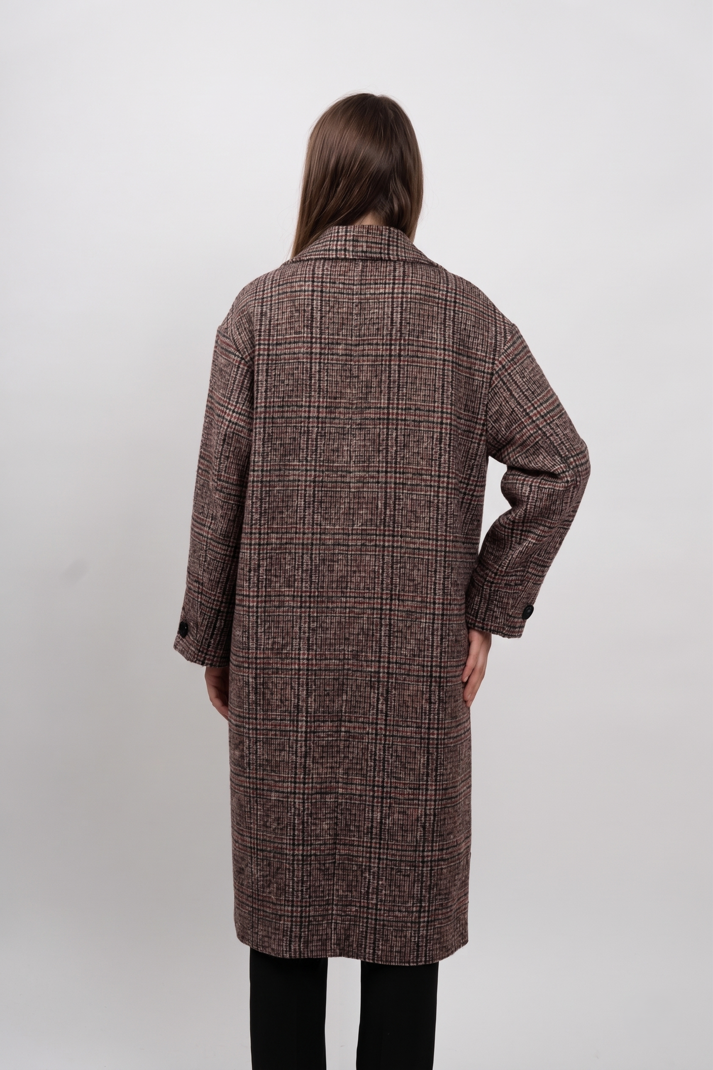 MANTEAU LONG EN LAINE À CARREAUX - K-ZELL PARIS