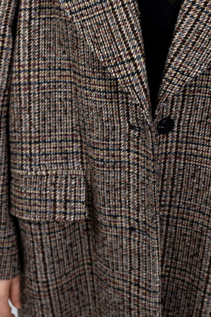 MANTEAU LONG EN LAINE À CARREAUX
