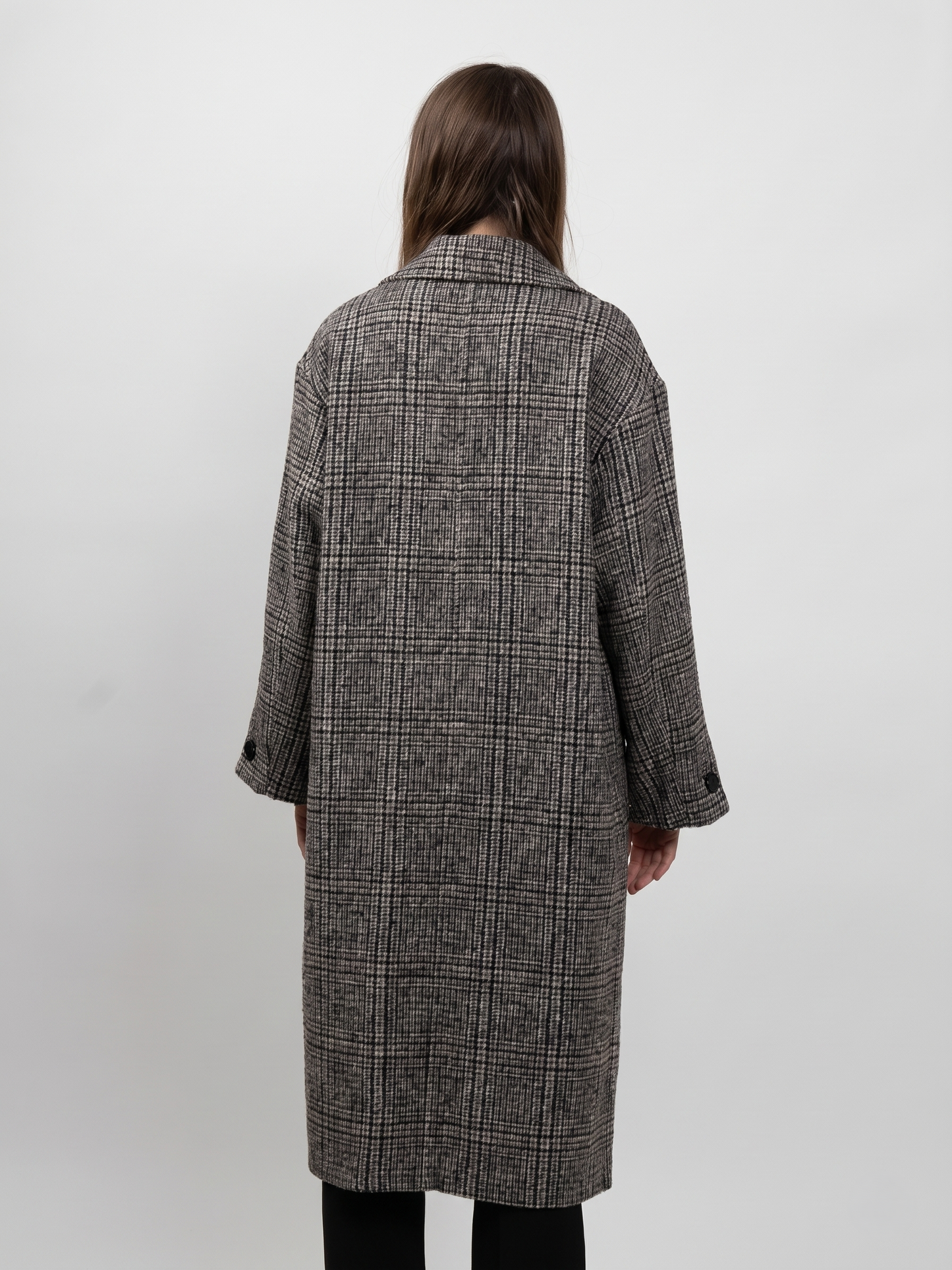 MANTEAU LONG EN LAINE À CARREAUX - K-ZELL PARIS