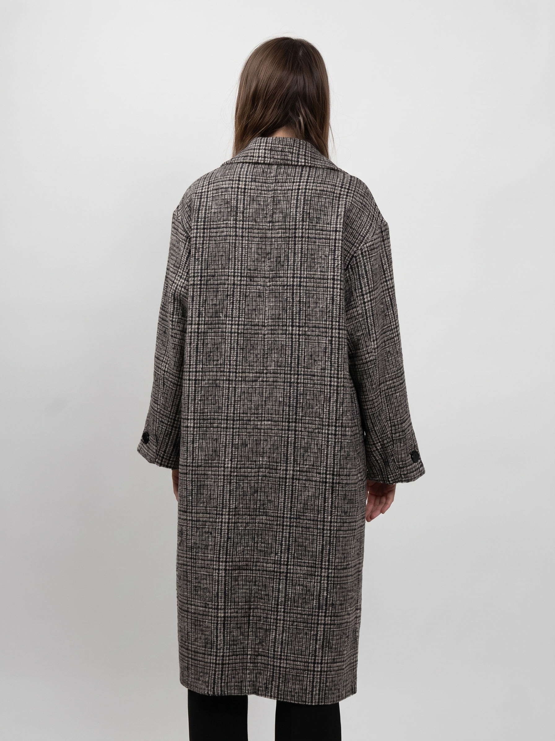MANTEAU LONG EN LAINE À CARREAUX - K-ZELL PARIS