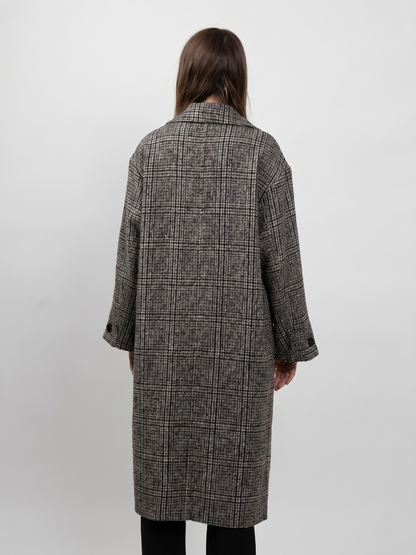 MANTEAU LONG EN LAINE À CARREAUX - K-ZELL PARIS