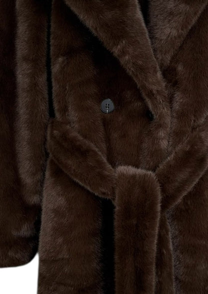 MANTEAU LONG EN FAUSSE FOURRURE A CEINTURE - K-ZELL PARIS