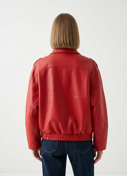 Chaqueta de motociclista de piel sintética