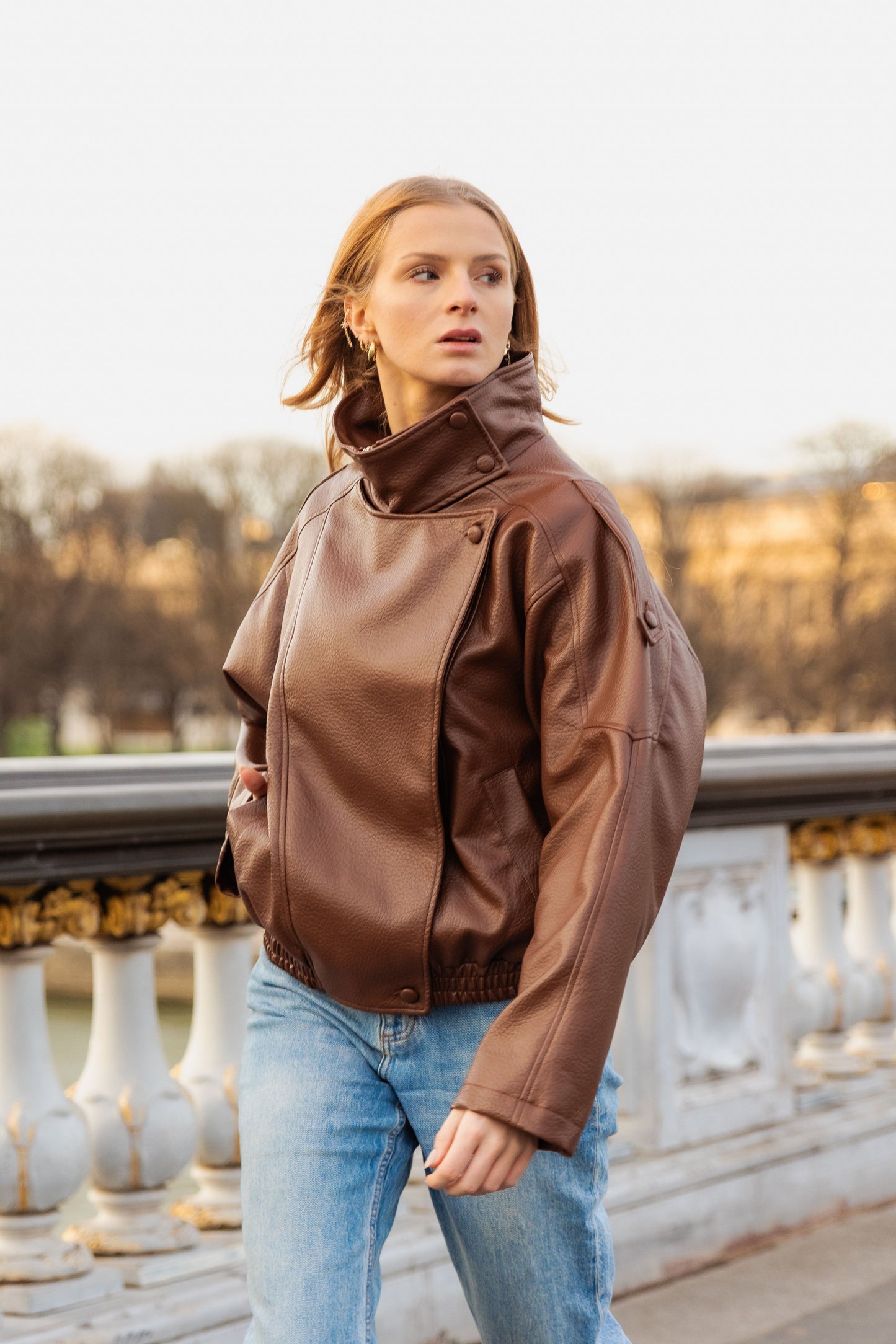 Chaqueta de motociclista de piel sintética