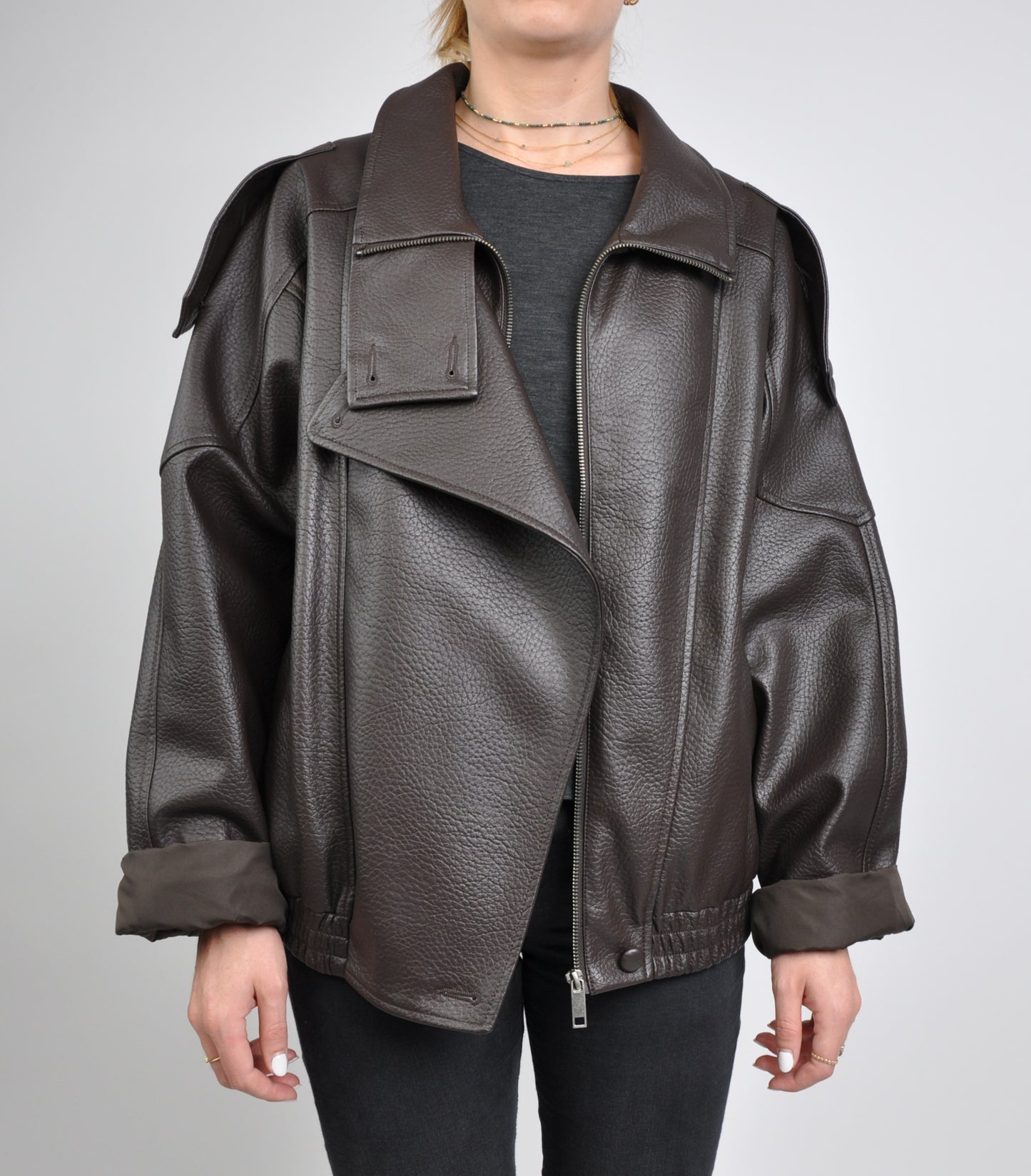 Chaqueta de motociclista de piel sintética