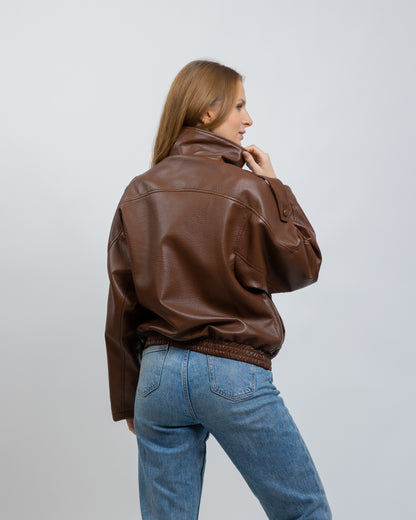 Chaqueta de motociclista de piel sintética