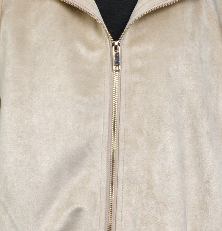 SUEDE-EFFECT HOODED ZIP-UP JACKET