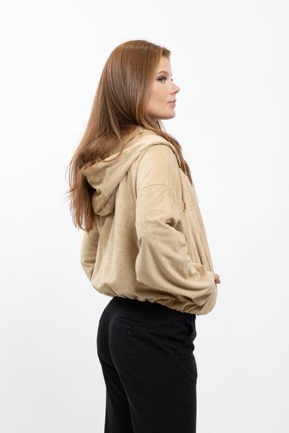 CHAQUETA CON CAPUCHA Y CREMALLERA EFECTO ANTE