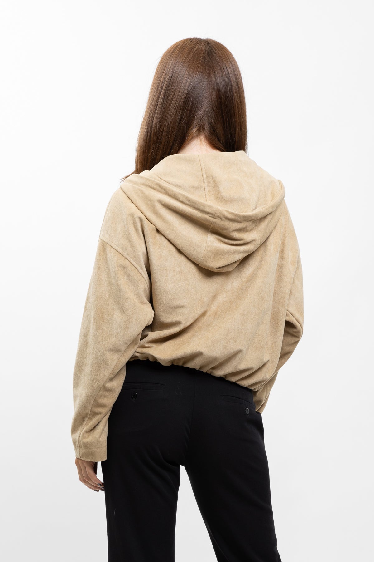 CHAQUETA CON CAPUCHA Y CREMALLERA EFECTO ANTE