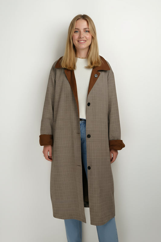 TRENCH REVERSIBLE À CARREAUX