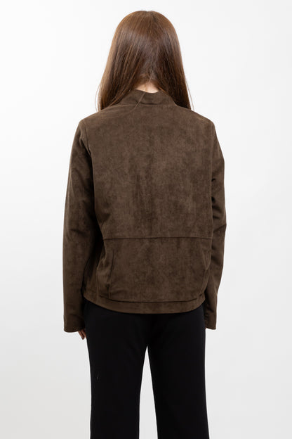 SUEDE-EFFECT BOMBER JACKET