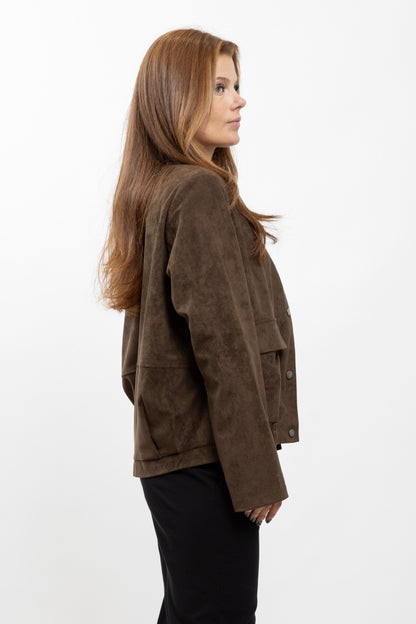 SUEDE-EFFECT BOMBER JACKET