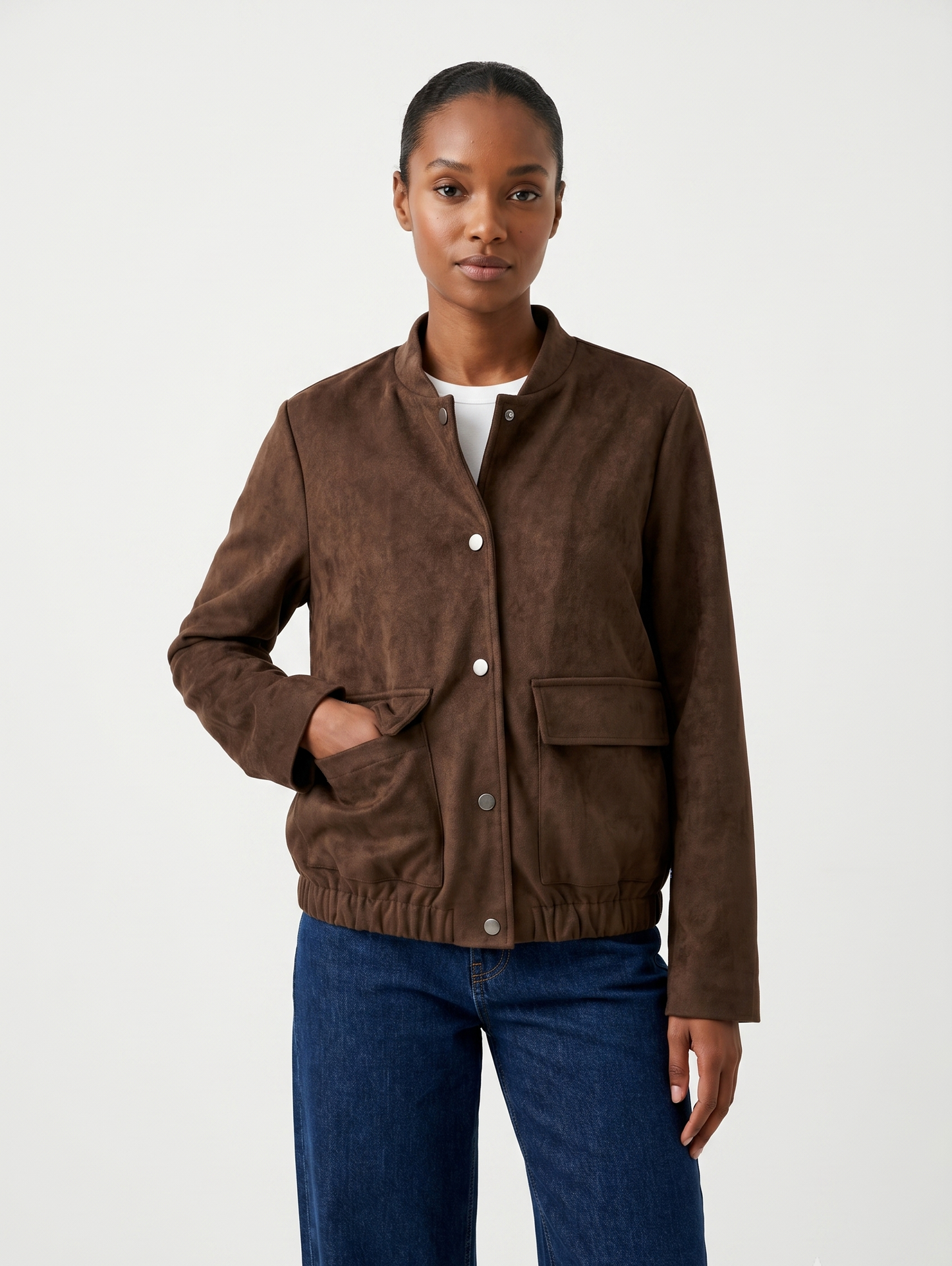SUEDE-EFFECT BOMBER JACKET